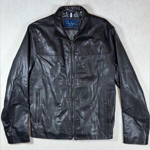 New Without Tags Cole Haan Small Genuine Leather Men's Black Bomber Moto Jacket